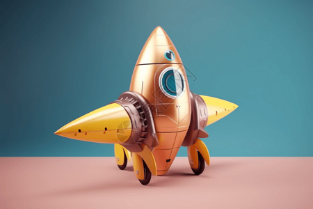 卡通太空玩具车火箭卡通玩具插画