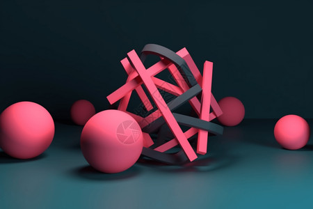 抽象粉色3d模型背景图片