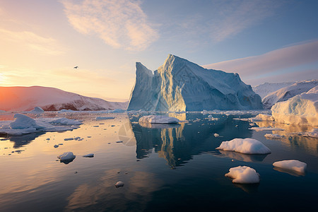 海面上融化的冰川图片