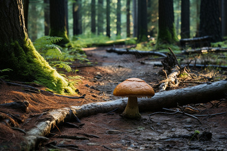 夏季森林中的巨型蘑菇背景图片