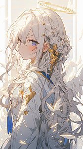金色天使之翼银发的六翼天使插画
