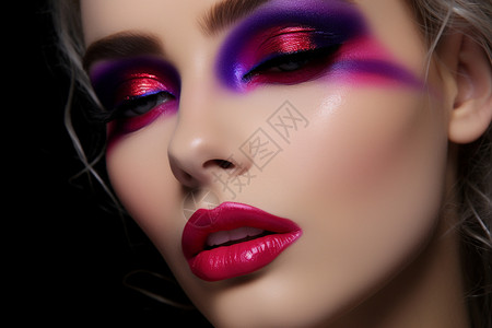 神秘魅力中的紫红妆容背景图片
