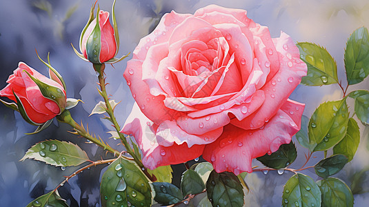 艺术的水彩玫瑰图片
