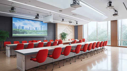 会议室的红色椅子背景图片