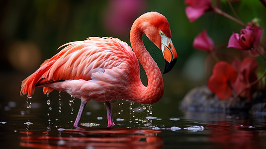 粉红色的火烈鸟背景图片