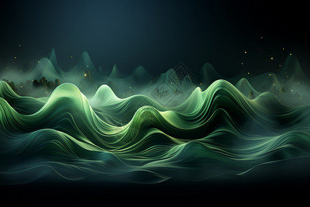 抽象的绿色波浪景观背景图片