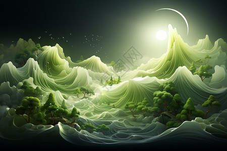 森林元素创意绿色植物元素景观设计图片