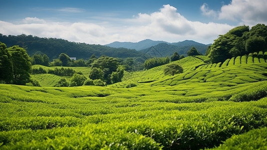 夏天的绿茶园图片