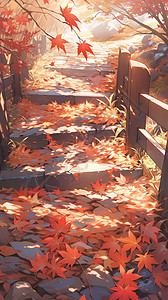 小鲜肉胡一天秋天落叶的背景插画