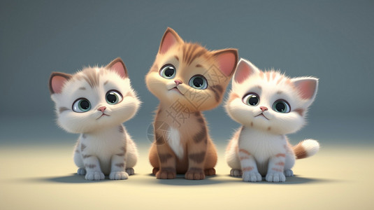 三只可爱的小猫图片