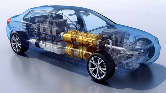 机动车维修氢燃料机动车结构图插画