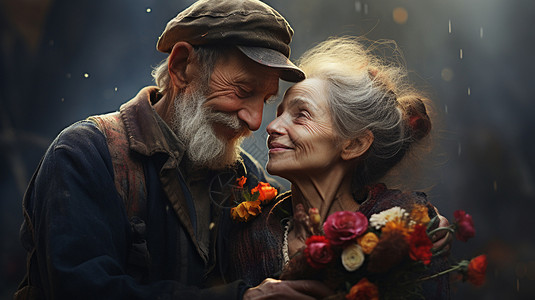 温馨的老夫妇背景图片