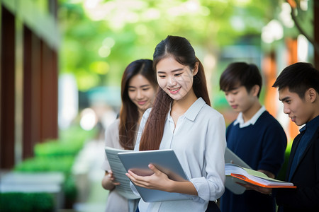 亚洲学生团队背景图片