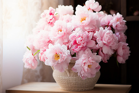 牡丹装饰清新初夏的粉色花朵背景
