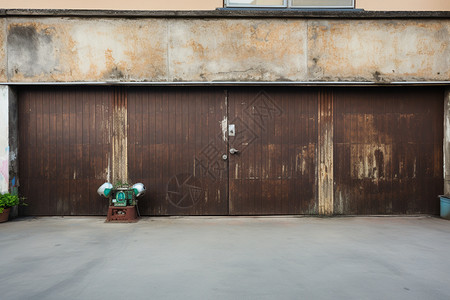 废弃工厂的门图片