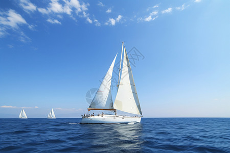 在海上帆船在海上航行的豪华游艇背景