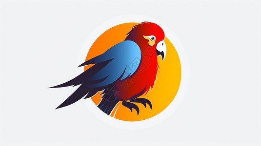 logo图案多彩鹦鹉的Logo插画