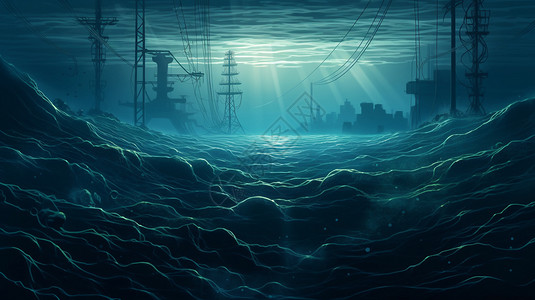 海底的工厂背景图片