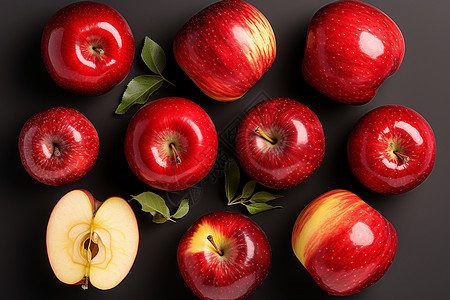 彩片红彩的苹果果堆背景