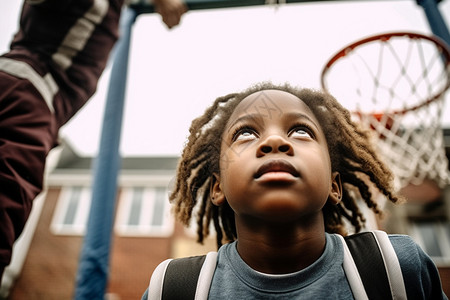 黑人小女孩篮球场上的小女孩背景