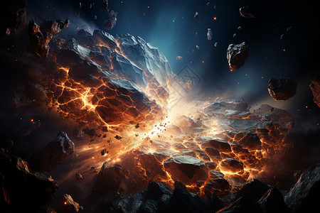 太空中陨石碰撞爆炸高清图片