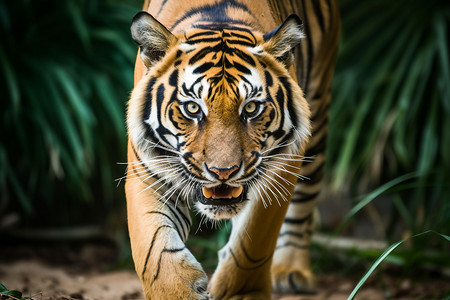野兽之王亚洲丛林之王咆哮的老虎背景