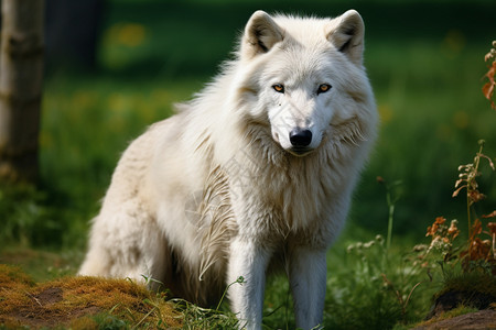 白狼与自然背景图片