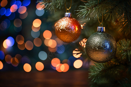 圣诞树上的装饰背景图片