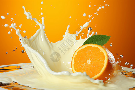 飞溅的牛奶和橙子图片