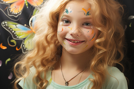 化妆品手绘美丽的小女孩背景