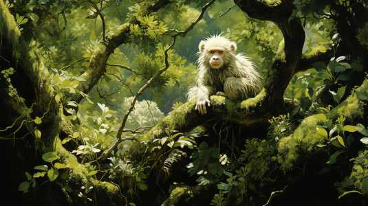 猴子爬树大自然的猴子插画