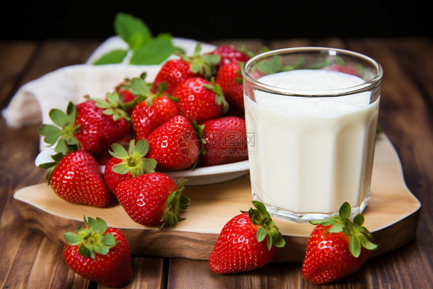 营养的牛奶草莓图片