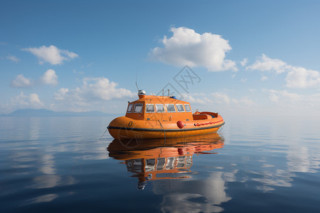 海上停放一艘救生艇背景图片