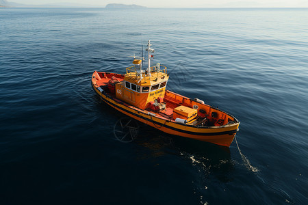 大海中停泊的小船背景图片