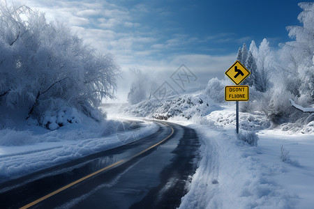 冰天雪地中的公路图片