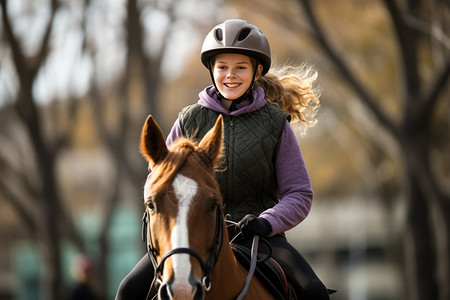 女孩骑马背景图片