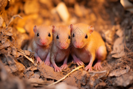 小老鼠在地洞里树叶高清图片素材