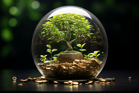 玻璃球中的财富树图片