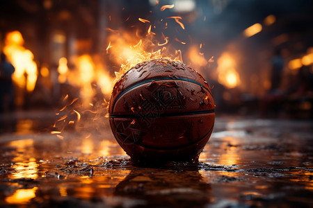 篮球上的火焰图片