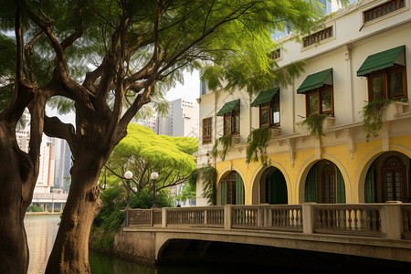 澳门的复古建筑背景图片