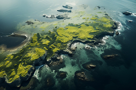 绿藻包围的大岛背景图片