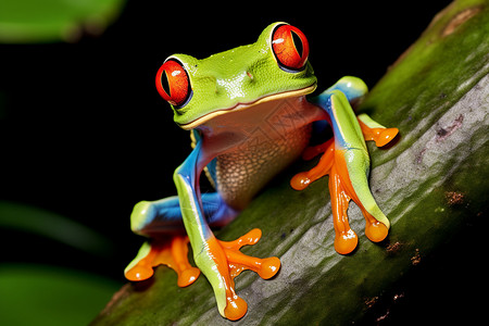 夏天小青蛙绿叶上的树蛙背景