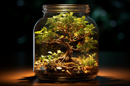 玻璃瓶的植物图片