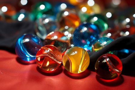透明游戏素材五颜六色的玻璃球背景