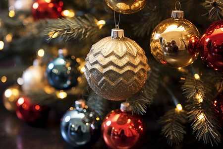 喜庆的圣诞树装饰背景图片