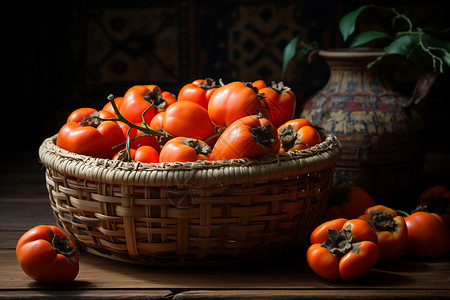 秋日丰收的柿子图片