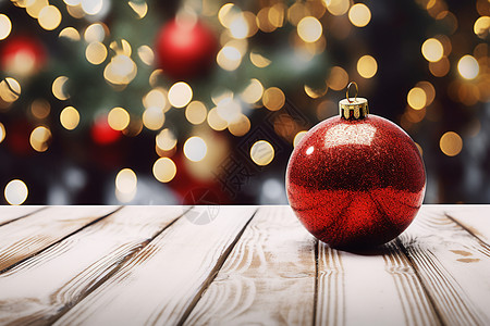 圣诞树上的红色装饰球背景图片