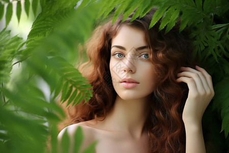 森林中清新典雅的女子背景图片