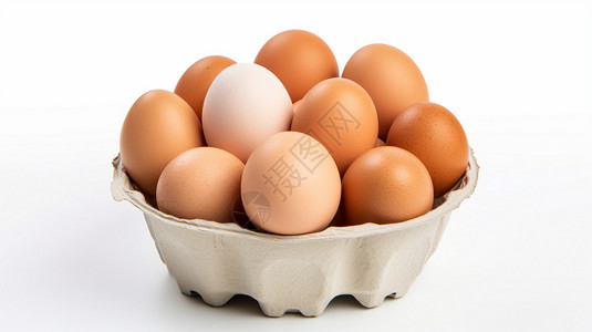 瓦楞盒白色背景上的盒装鸡蛋背景