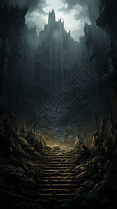幽暗的森林城堡背景图片
